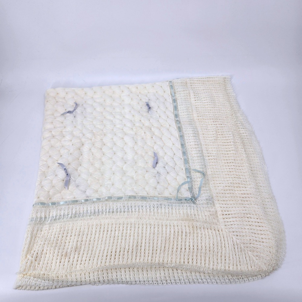 Vintage Julius Berger 53x53 Oversized Orlon Acrylic Lace Baby Blanket USA